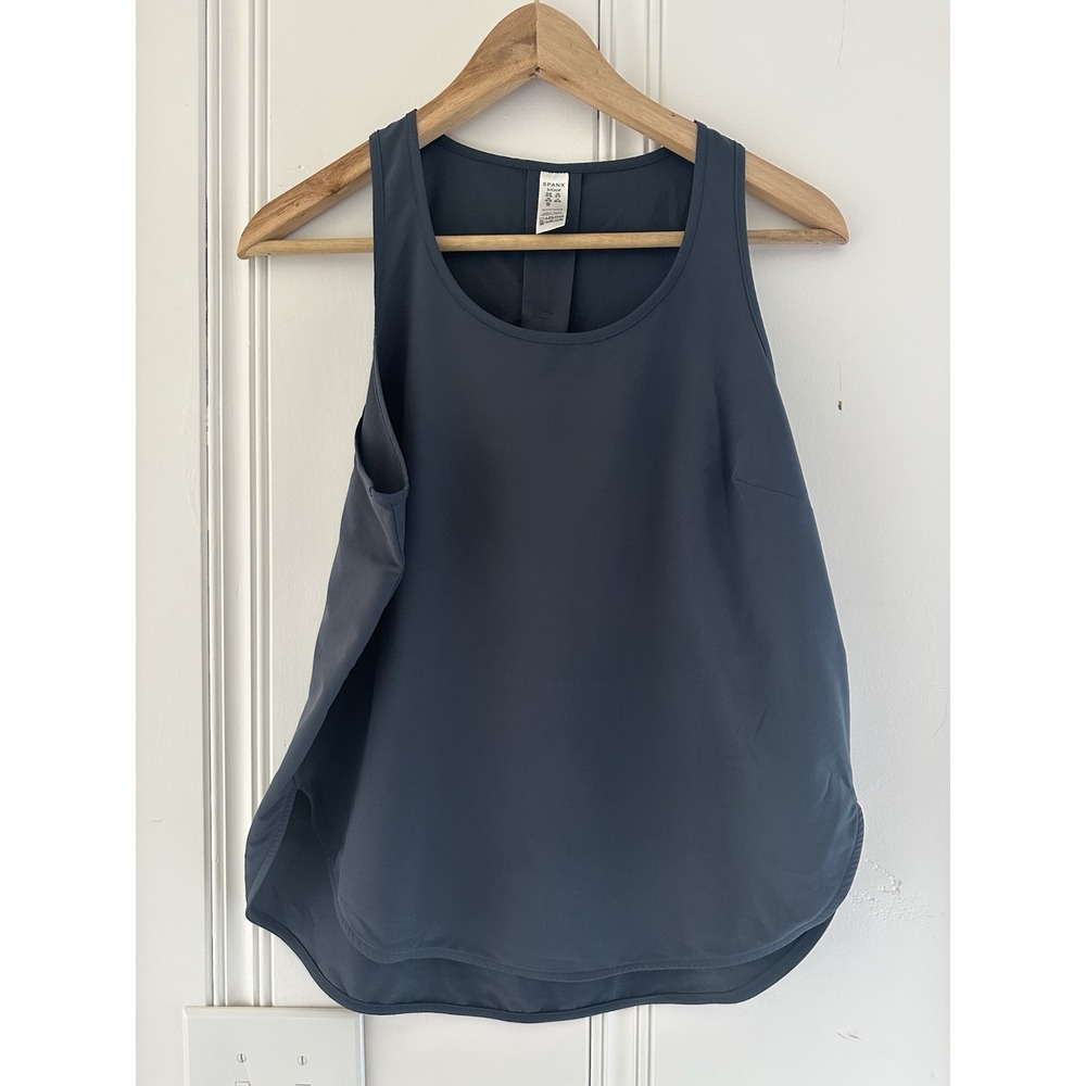 SPANX‎ Out of Office Tank Top Small Blue Sleeveless Travel Athleisure